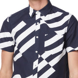 Perry Ellis America Men's Flag Print Button-Down Shirt Blue Size XXL
