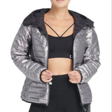 DKNY Women's Sport Reversible Packable Hooded Jacket Gray Size X-Large