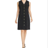 Donna Karan New York Sleeveless Contrast-Stitch Dress