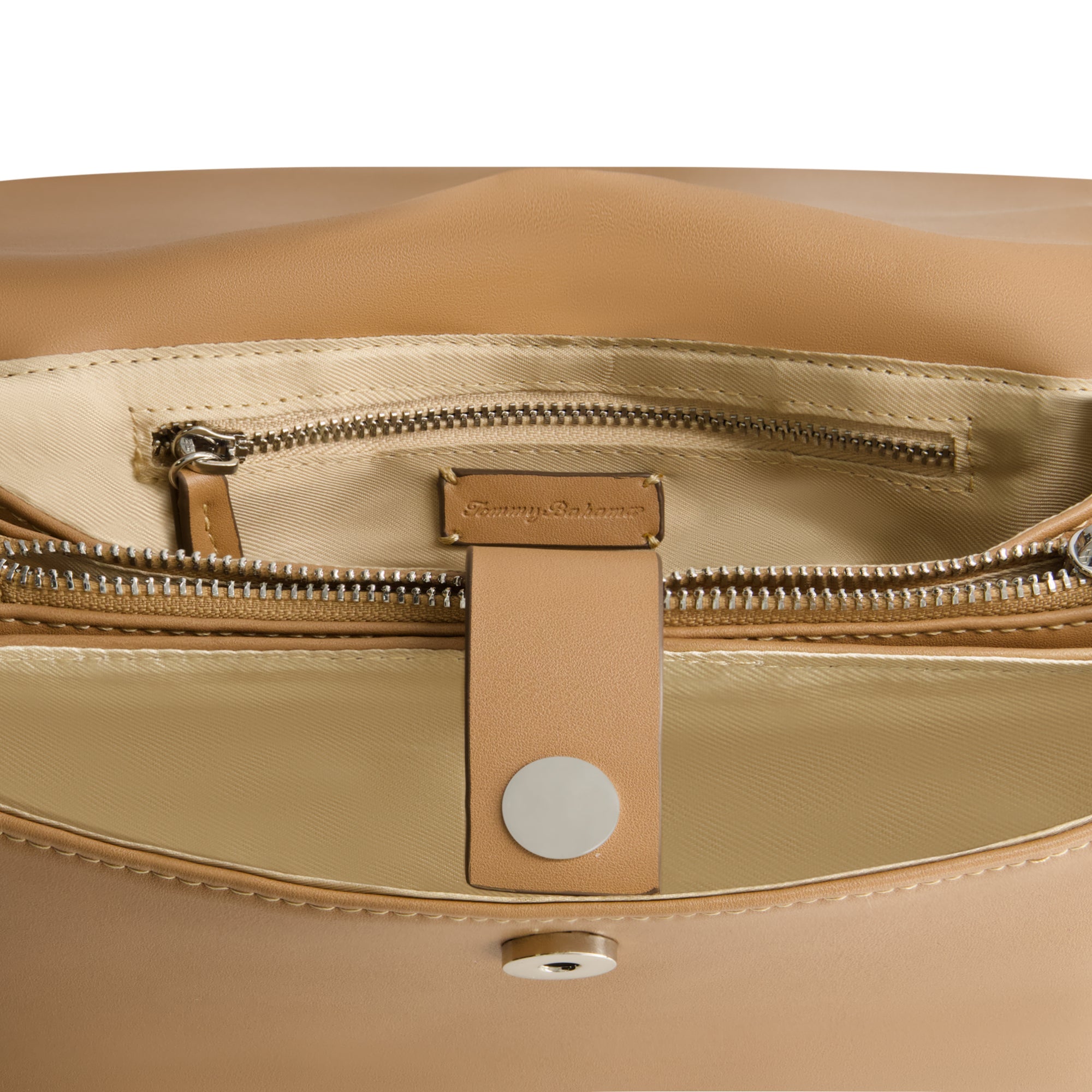 Tommy Bahama Debossed Logo Flat Messenger Bag, Tan