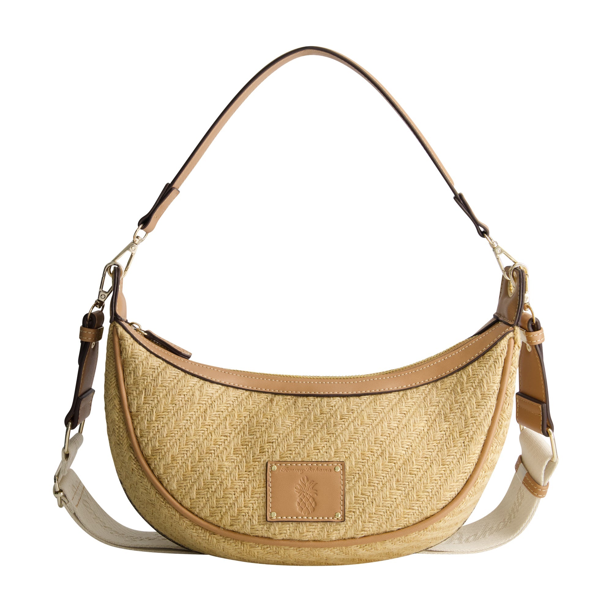 Tommy Bahama Raffia Crescent Hobo Bag, Tan