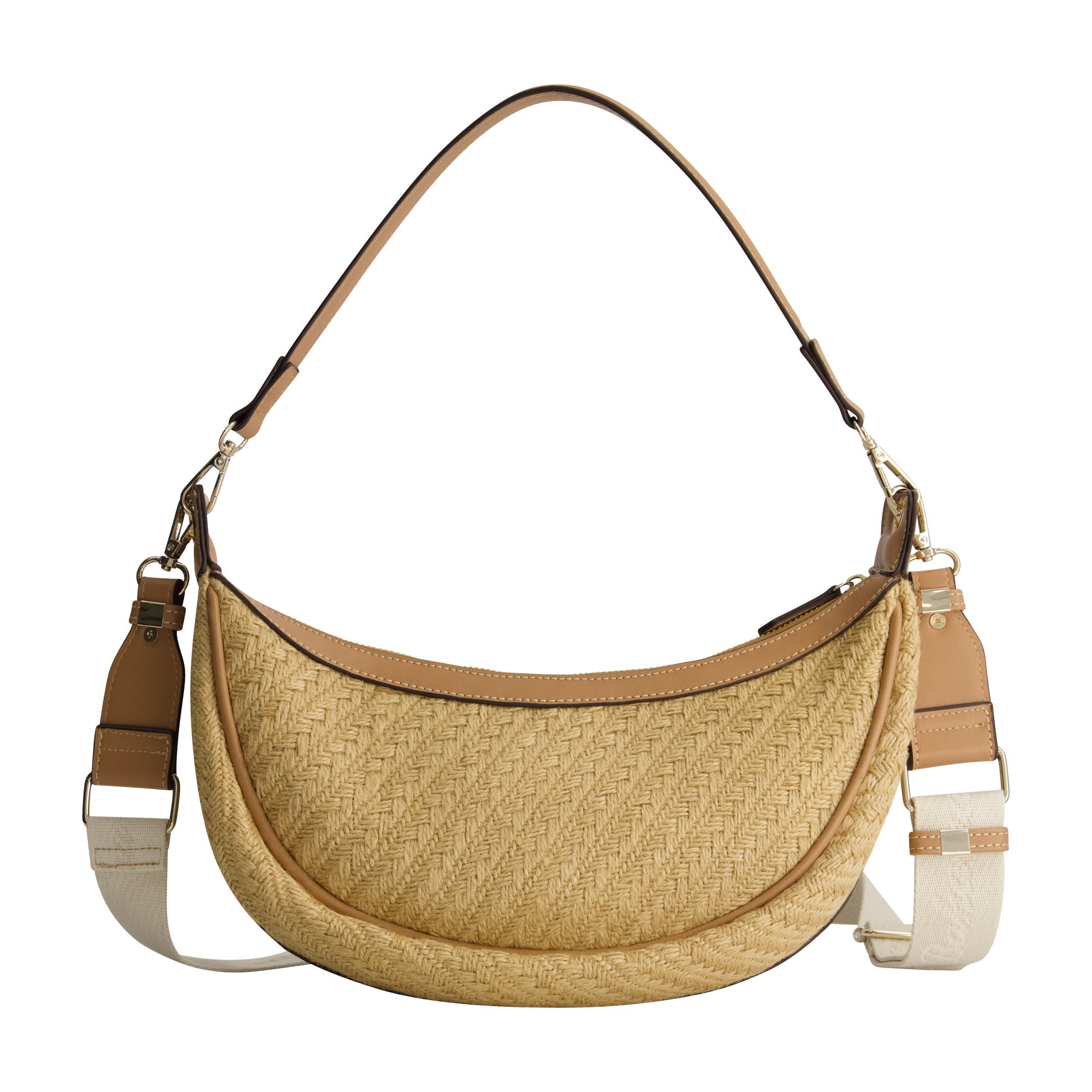 Tommy Bahama Raffia Crescent Hobo Bag, Tan