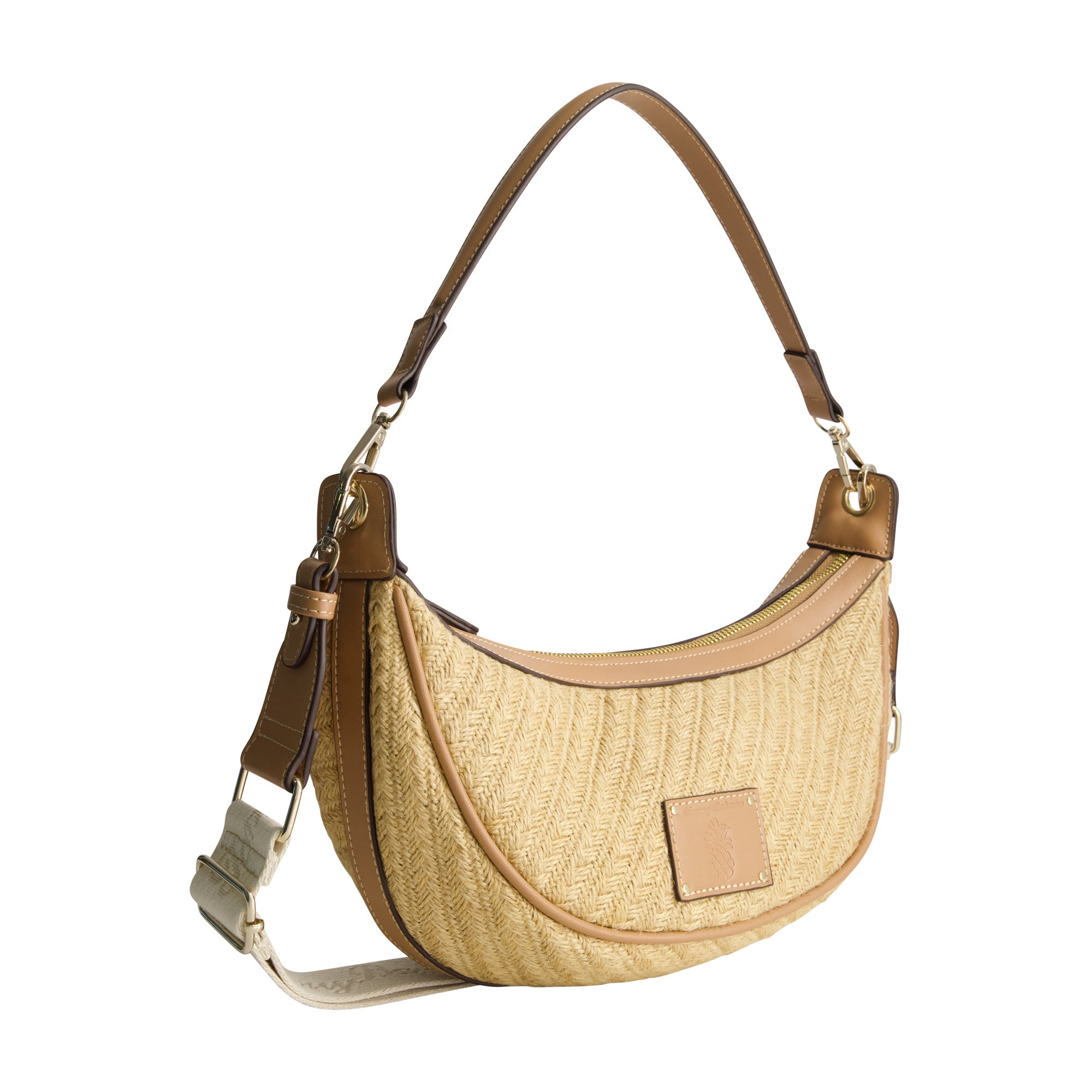Tommy Bahama Raffia Crescent Hobo Bag, Tan
