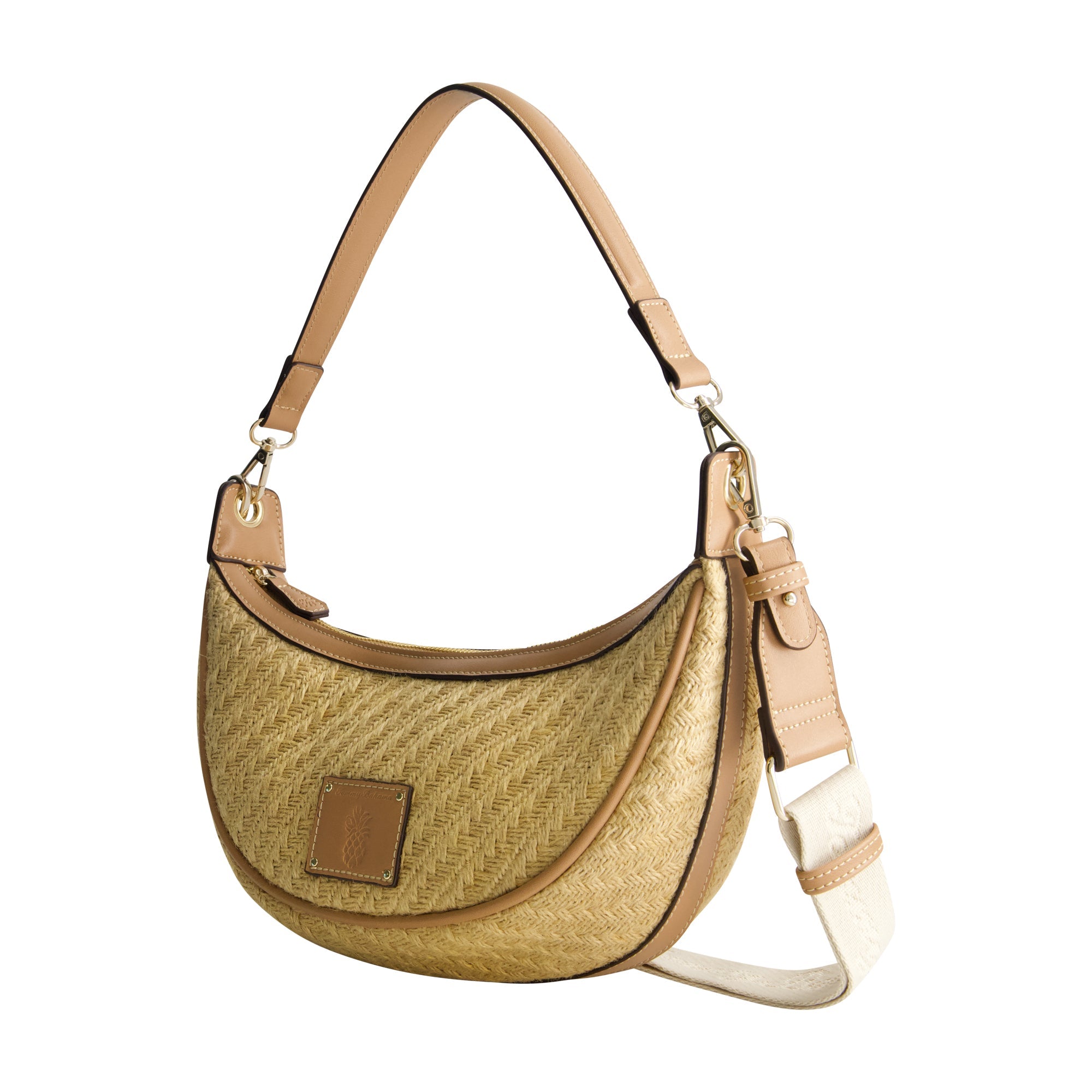 Tommy Bahama Raffia Crescent Hobo Bag, Tan