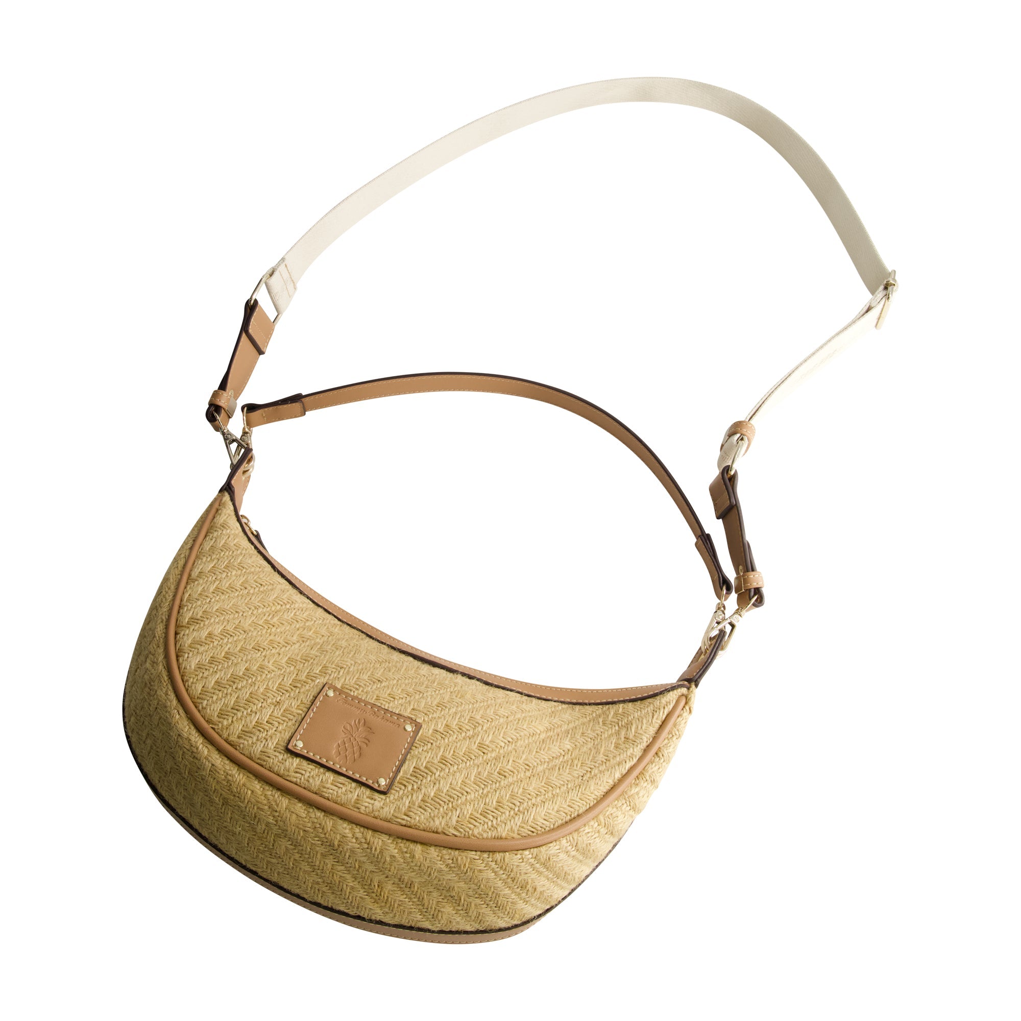 Tommy Bahama Raffia Crescent Hobo Bag, Tan