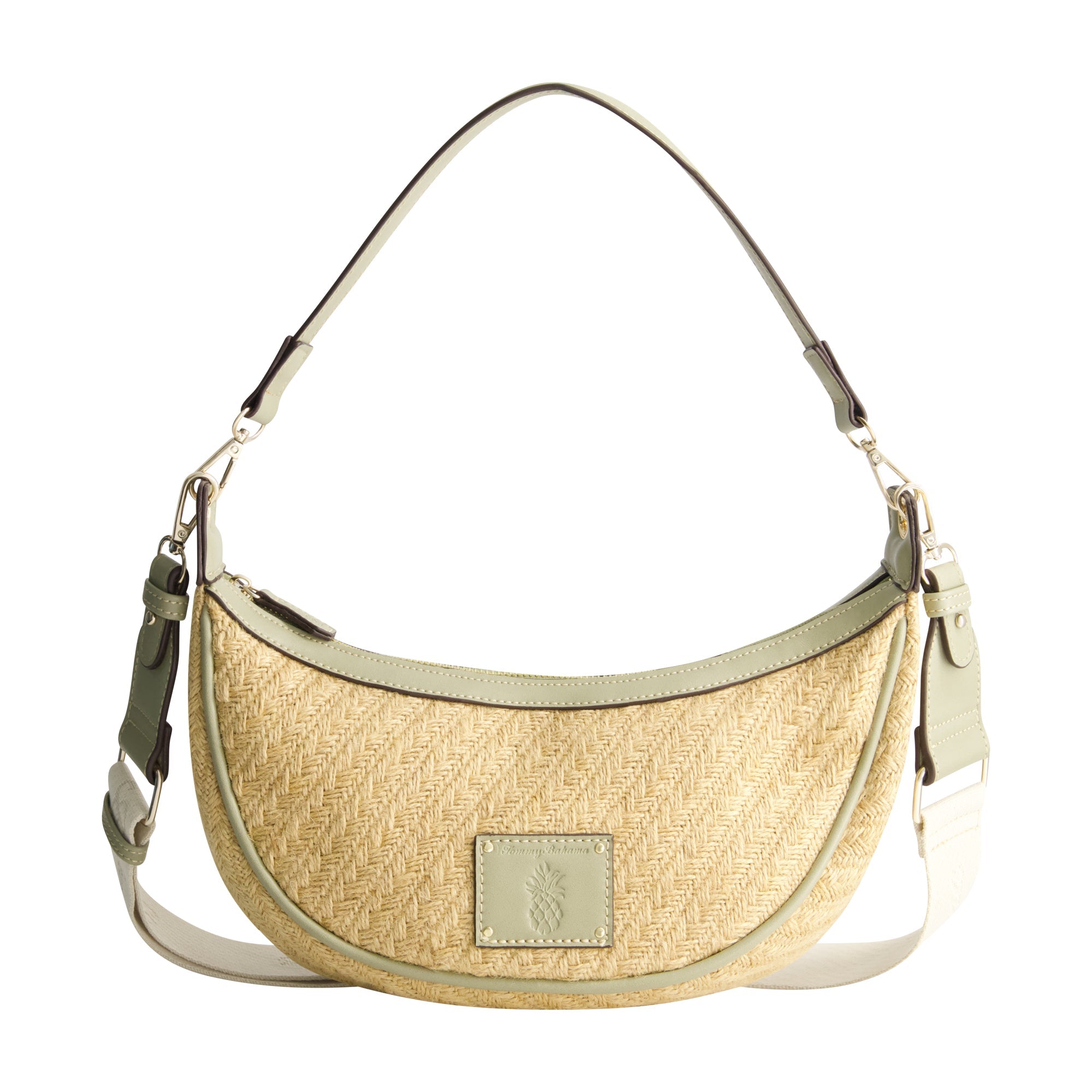 Tommy Bahama Raffia Crescent Hobo Bag, Sage