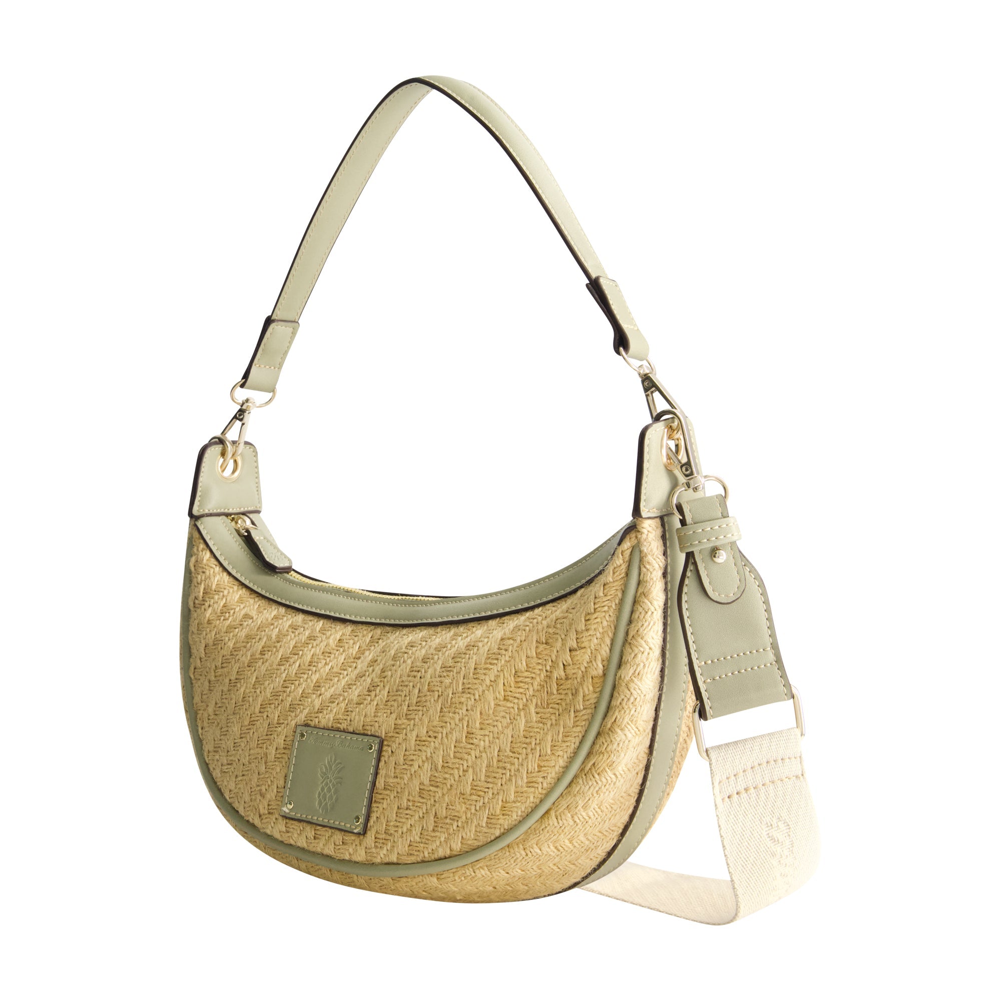 Tommy Bahama Raffia Crescent Hobo Bag, Sage