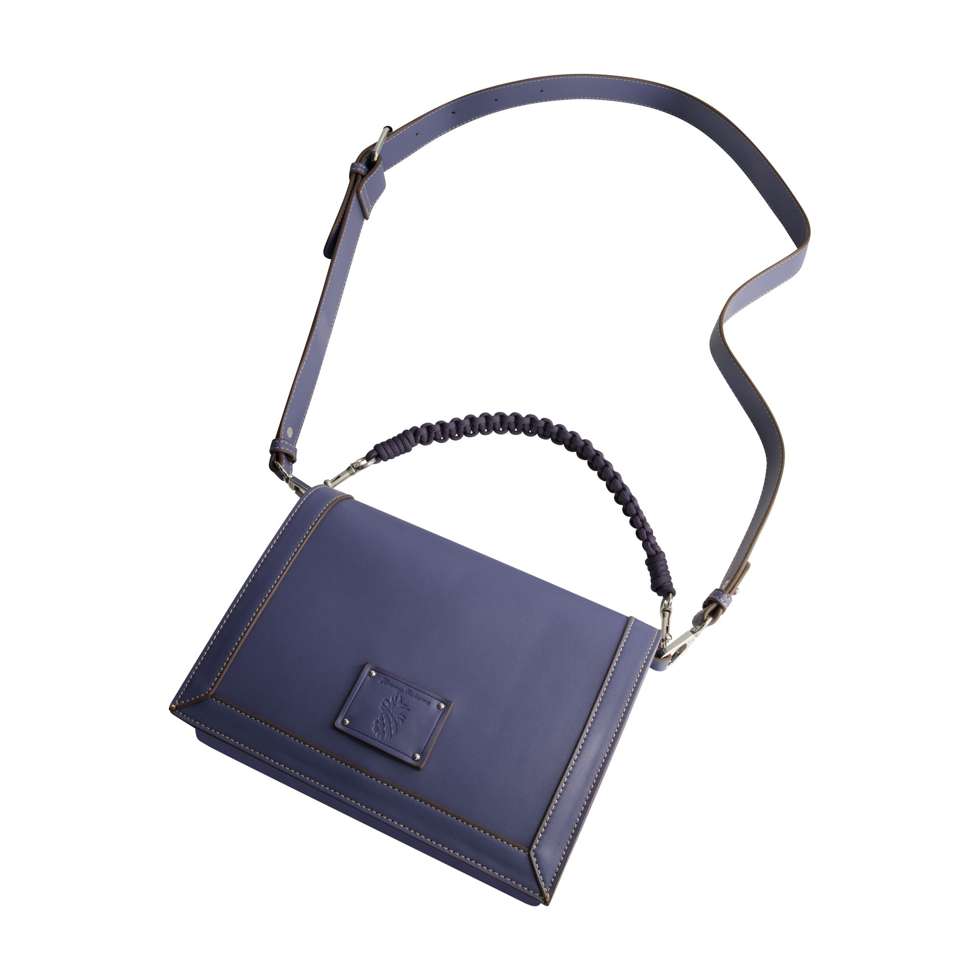 Tommy Bahama Debossed Logo Flat Messenger Bag, Navy