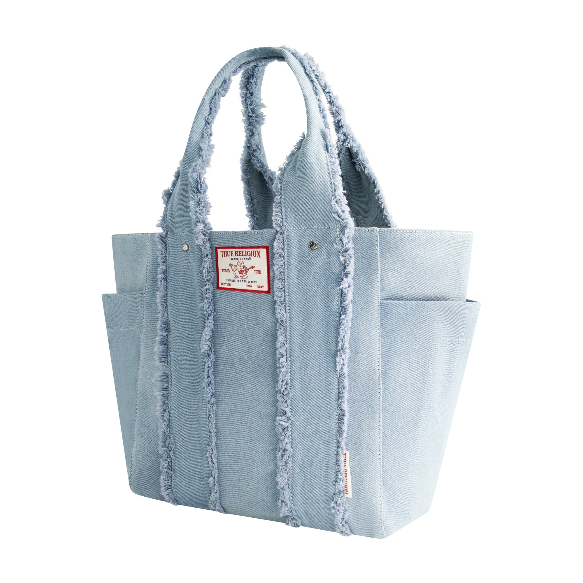 True Religion Frayed Handle Solid Denim Tote