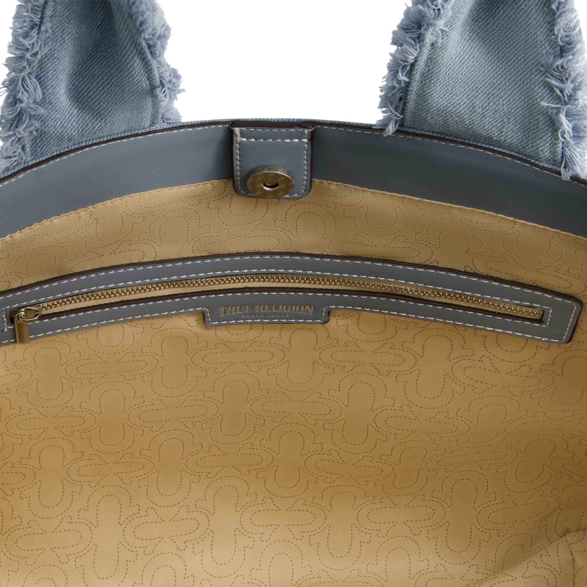 True Religion Frayed Handle Solid Denim Tote
