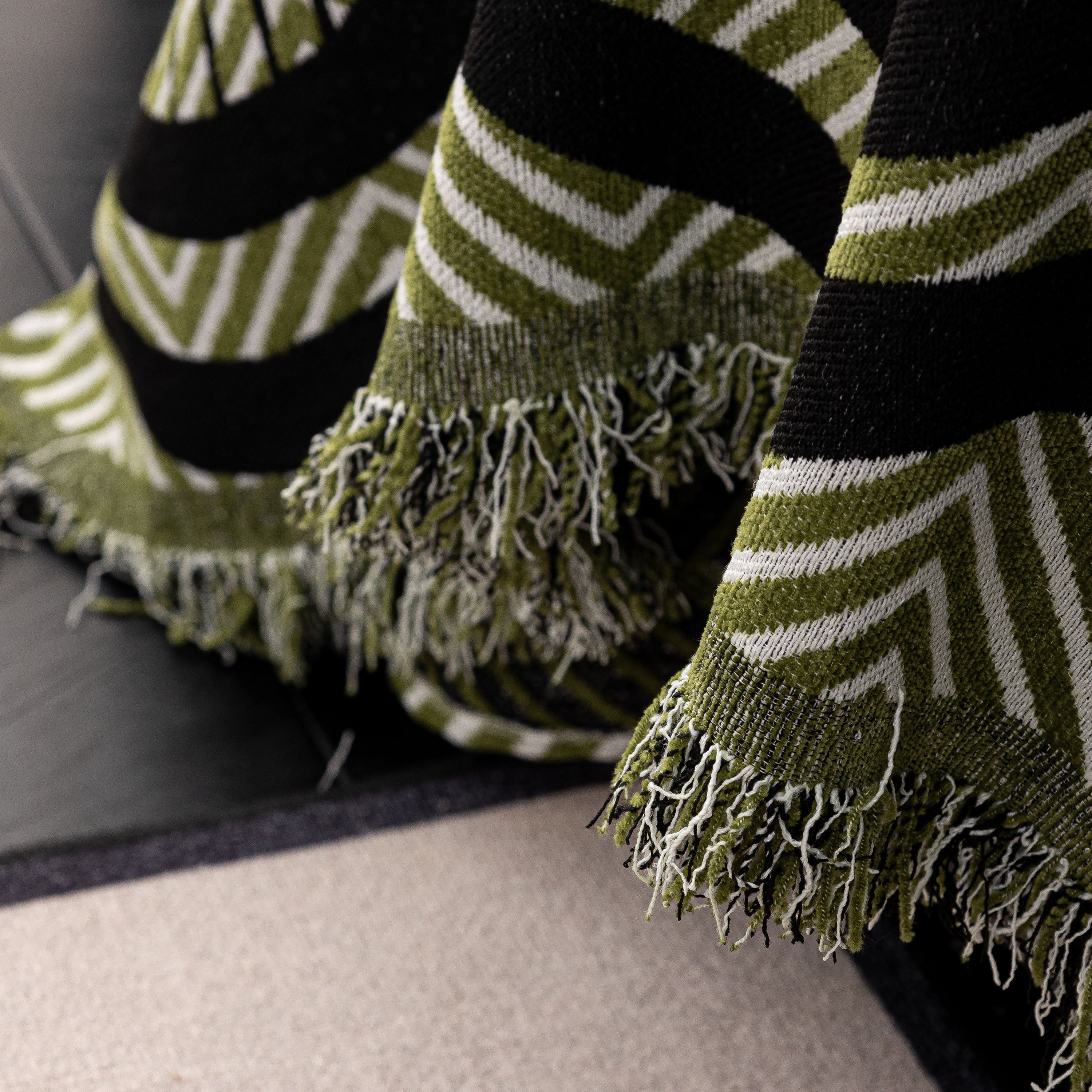 Chenille Sofa Throw Cover, Textured Chevron Decorative Couch Blanket For Living Room