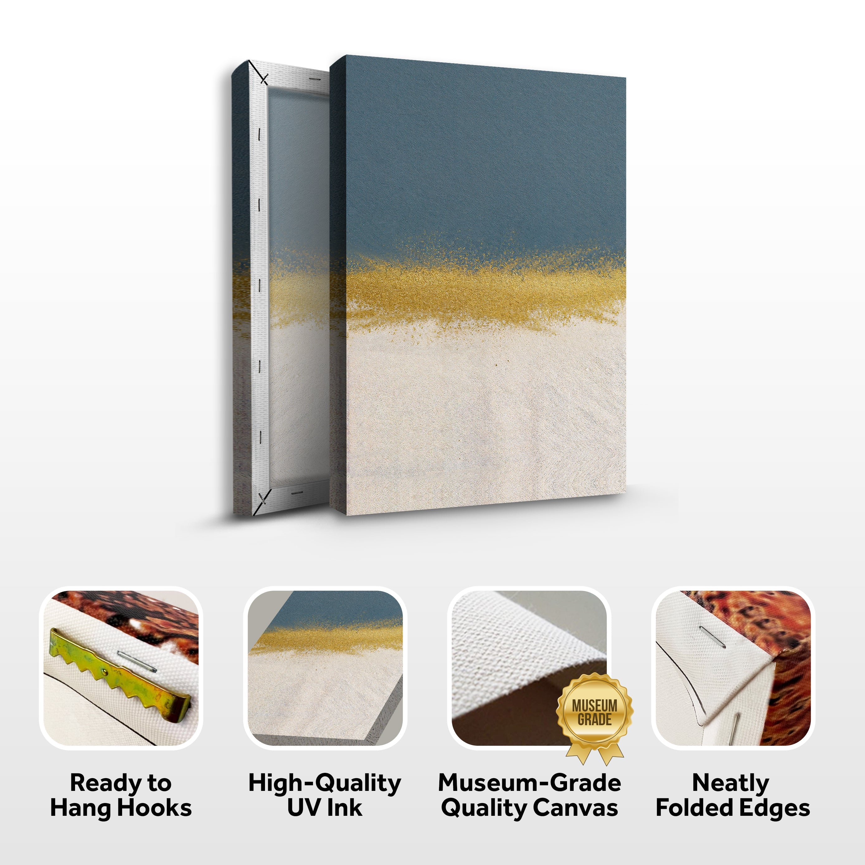Minimalist Blue And Gold Wall Art