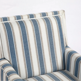 Upholstered Accent Chair with Striped Linen Fabric and Nailhead Trim