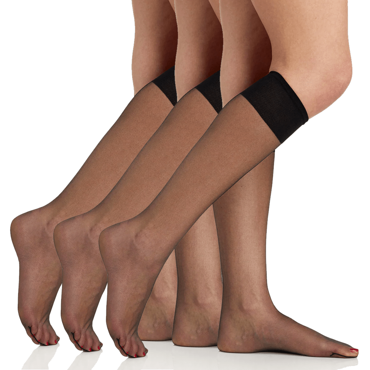 3 Pair Pack Ultra Sheer Knee High With Sandalfoot Toe