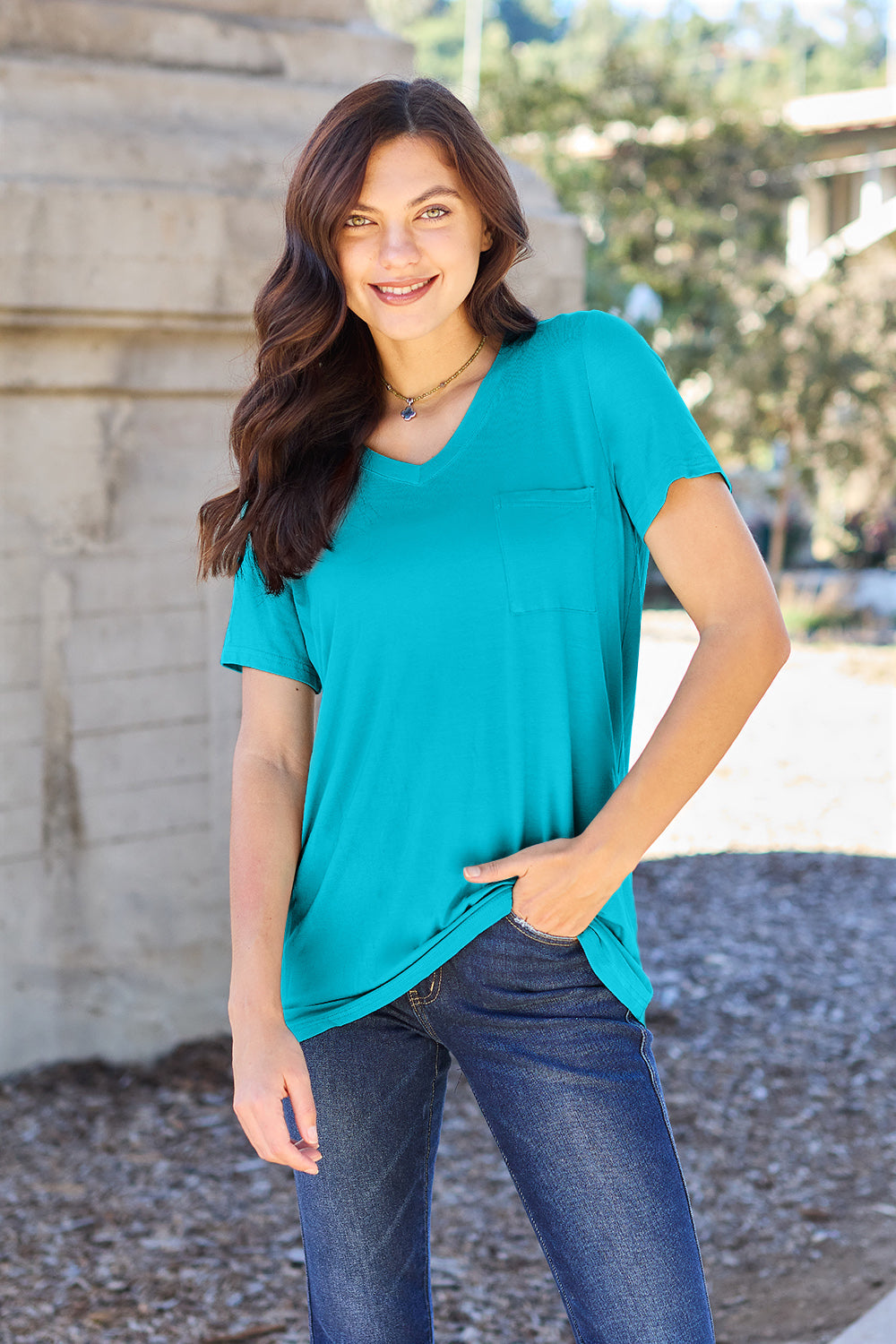 Basic Bae Full Size V-neck Short Sleeve T-shirt