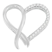 .925 Sterling Silver 1/4 Cttw Round Cut Diamond Ribbon And Heart Accent Pendant Necklace (h-i, I2-i3)