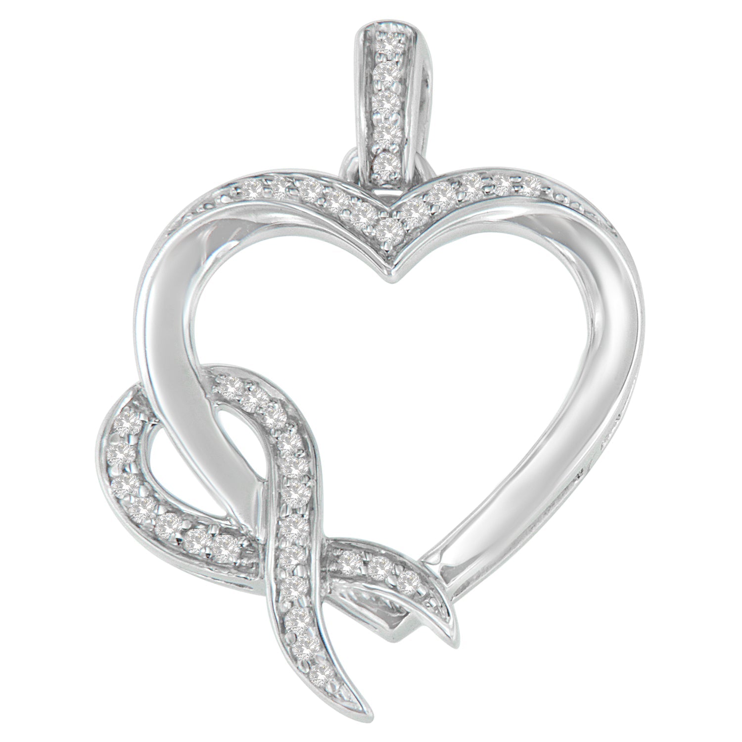 .925 Sterling Silver 1/6 Cttw Diamond Heart Pendant Necklace (h-i, I1-i2)