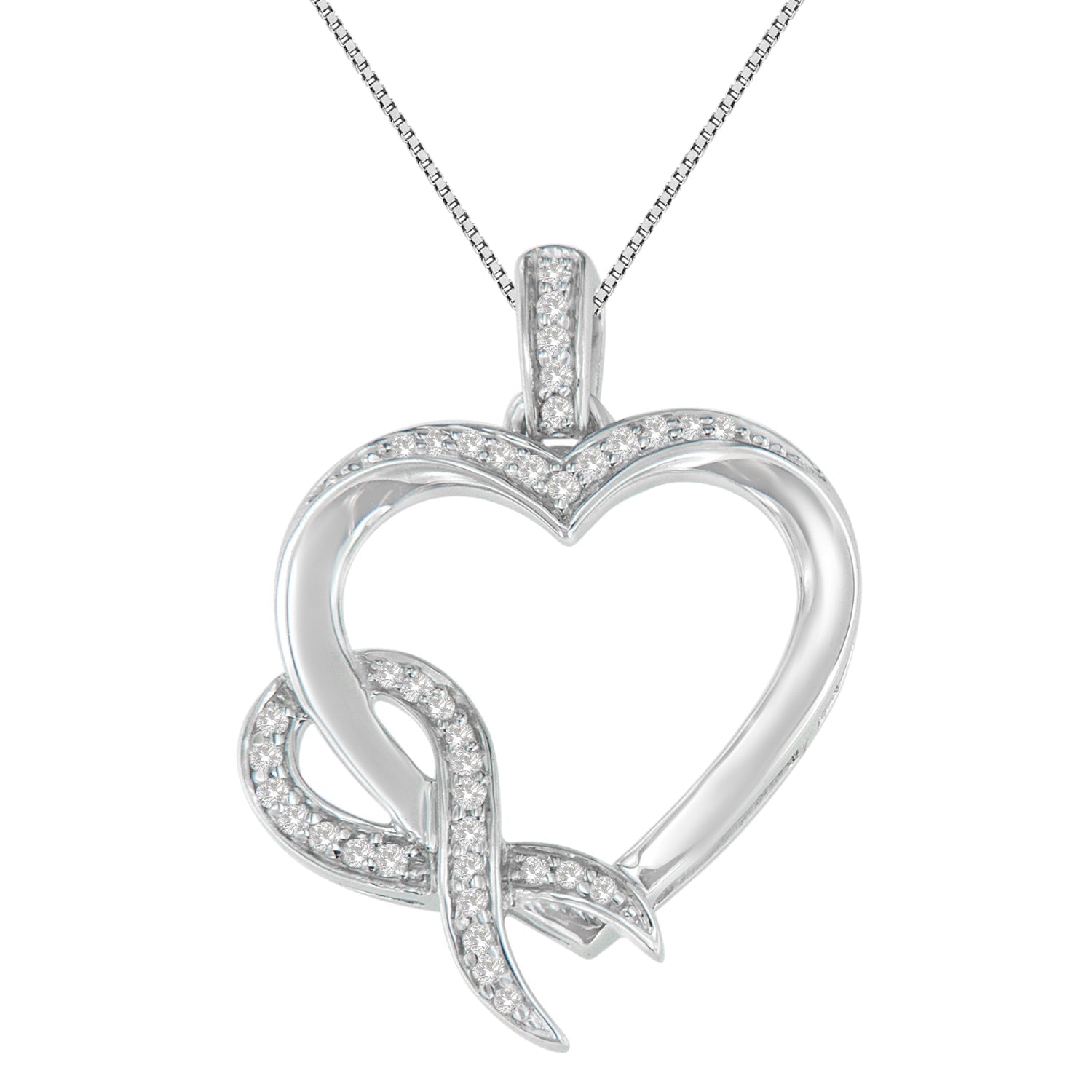 .925 Sterling Silver 1/6 Cttw Diamond Heart Pendant Necklace (h-i, I1-i2)