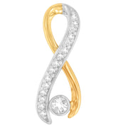 10k Two-tone Gold 1/5 Cttw Diamond Radiant Ribbon Pendant Necklace (h-i, I1-i2)