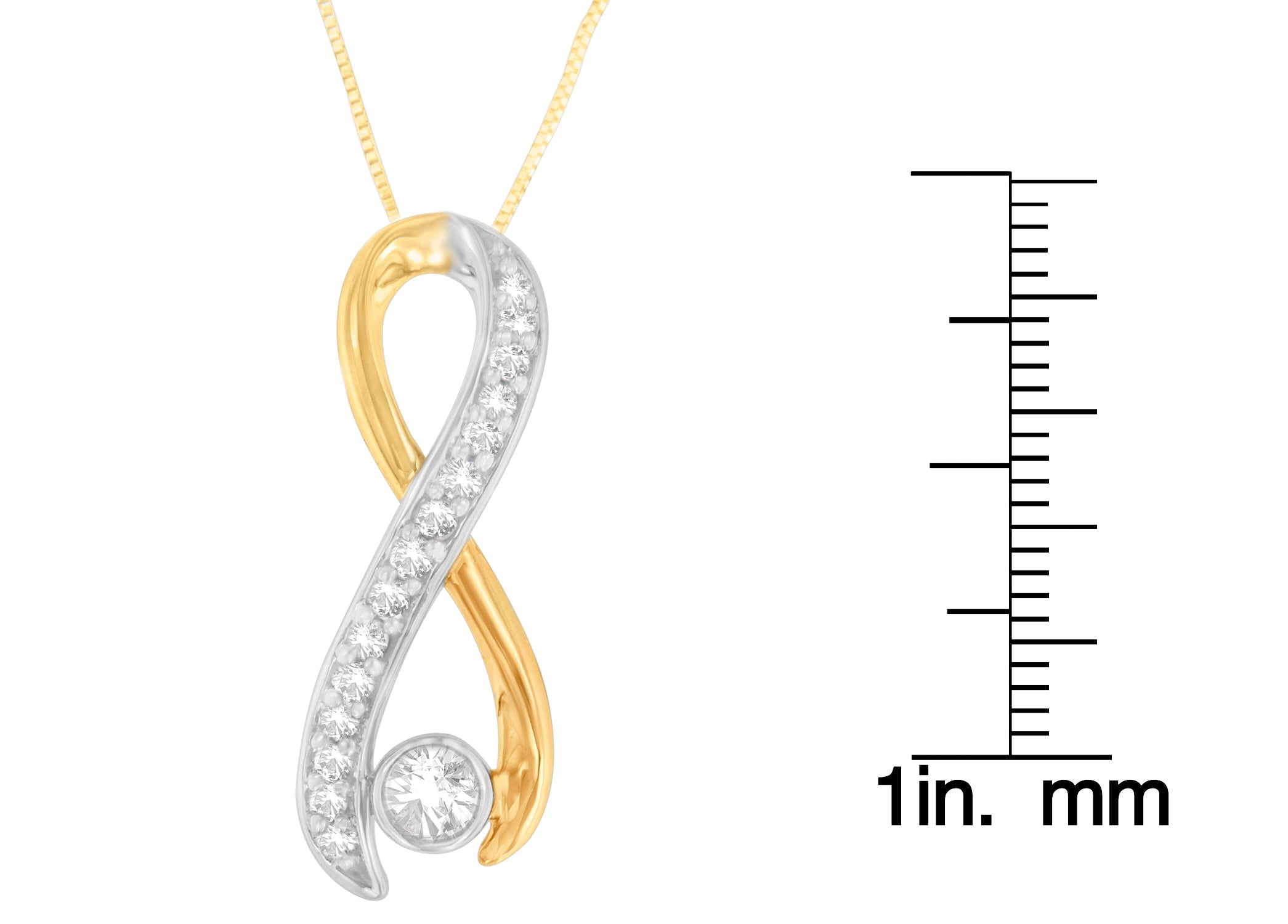 10k Two-tone Gold 1/5 Cttw Diamond Radiant Ribbon Pendant Necklace (h-i, I1-i2)
