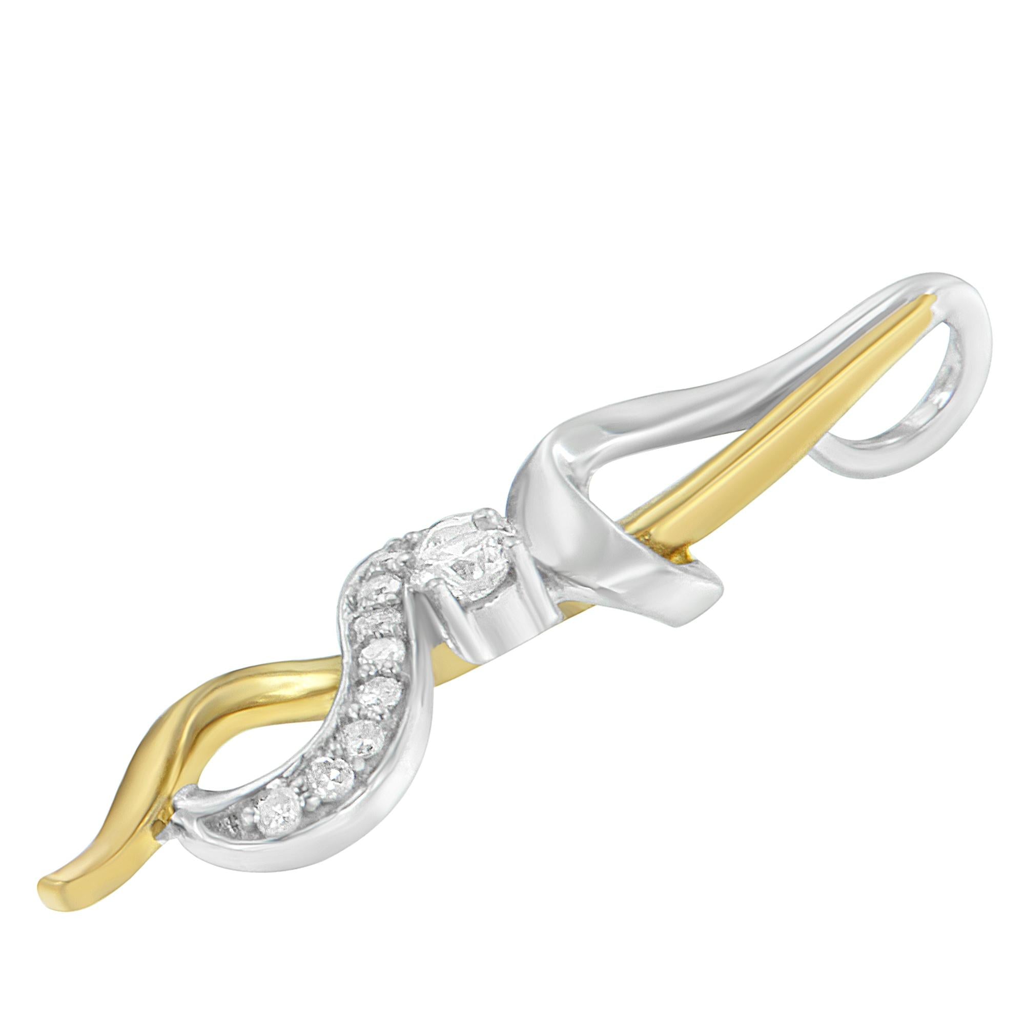 Espira 10k Two-tone Gold 1/5 Cttw Diamond Intertwined Swirl Pendant Necklace (j-k, I1-i2)