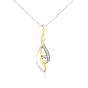 Espira 10k Two-tone Gold Round Cut Diamond Cascade Pendant Necklace (1/10 Cttw, J-k Color, I2-i3 Clarity)
