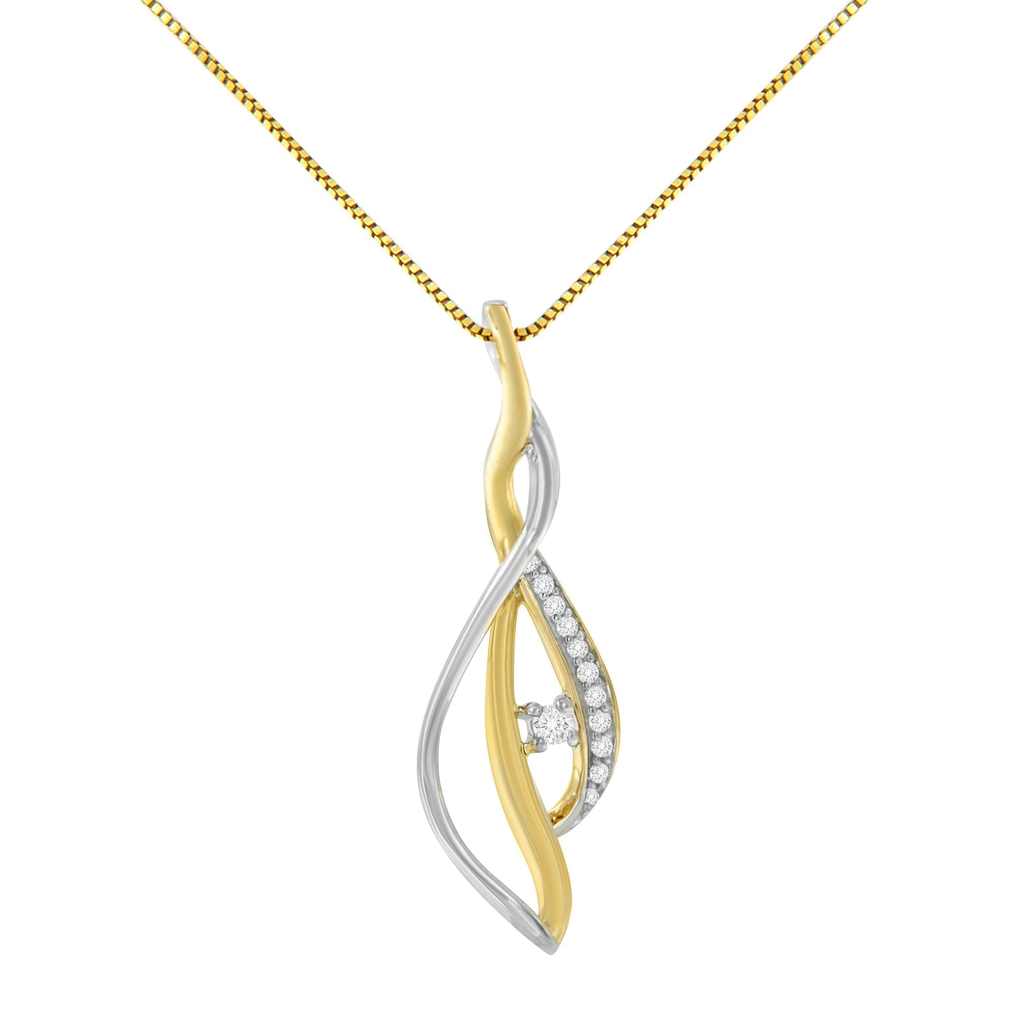 Espira 10k Two-tone Gold Round Cut Diamond Cascade Pendant Necklace (1/10 Cttw, J-k Color, I2-i3 Clarity)