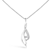Espira 10K White Gold Round Diamond Accented Open Cascade Twist 18" Pendant Necklace (1/10 Cttw, J-K Color, I1-I2 Clarity)