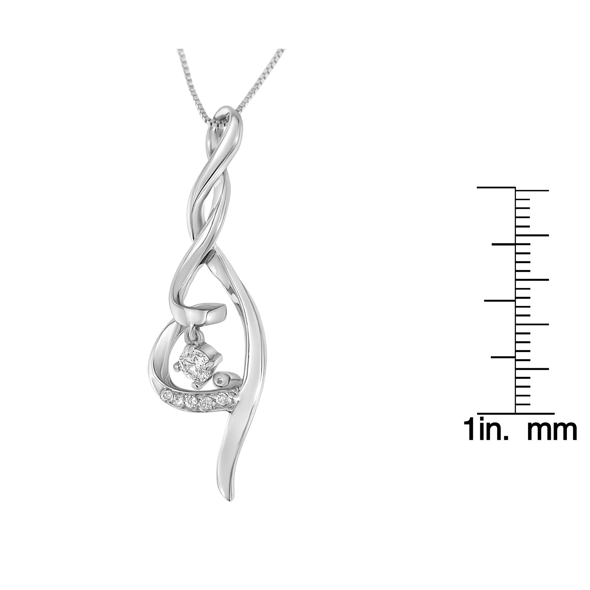 Espira 10k White Gold 1/10 Cttw Diamond Swirl Pendant Necklace (i-j, I1-i2)