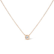 10K Gold 1/10 Carat Round Brilliant-Cut Diamond Modern Bezel-Set Solitaire 16"-18" Pendant Necklace