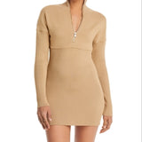 Lvir Ribbed Knit Dress Beige Size L