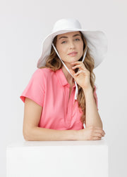 White Reversible Wide Brim Sun Hat
