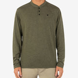 Hurley Men's Vista Henley Button Up Long Sleeve Shirt Green Size Medium