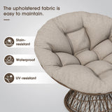 Papasan Wicker Chair with Fabric Cushion and 360 Degree Swivel