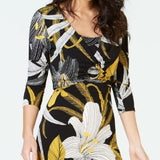 Thalia Sodi Women's Printed Shift Dress Gold Floral Size Medium