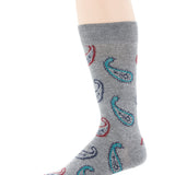 Perry Ellis Men's Tossed Paisley Crew Sock Gray Size Regular