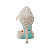 Betsey Johnson Iris Embellished Ankle Tie Pump in Champagne , Size 9.5 Yellow