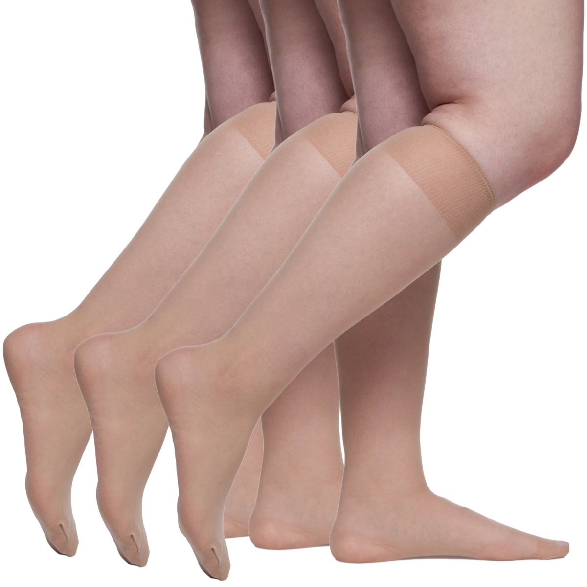 3 Pair Pack Queen All Day Sheer Knee High With Reinforced Toe