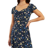 BCX Women's Floral Print Cutout Fit & Flare Dress Blue Size X-Large