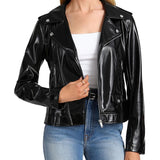 Bagatelle Women's Patent Biker Jacket Black Size S
