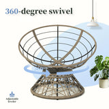 Papasan Wicker Chair with Fabric Cushion and 360 Degree Swivel