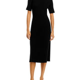 C by Bloomingdale's Cashmere Ribbed Midi Cashmere Dress Black