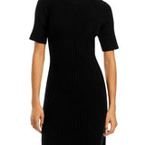 C by Bloomingdale's Cashmere Ribbed Midi Cashmere Dress Black