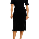 C by Bloomingdale's Cashmere Ribbed Midi Cashmere Dress Black