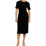 C by Bloomingdale's Cashmere Ribbed Midi Cashmere Dress Black
