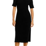 C by Bloomingdale's Cashmere Ribbed Midi Cashmere Dress Black