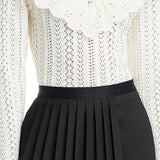 Lost and Wander Irina Scalloped Pointelle Cardigan White