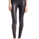 Women's Jet Black High-Waist Faux-Leather Leggings Size M