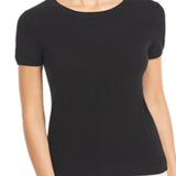 C by Bloomingdale's Short-Sleeve Cashmere Sweater Black Size M