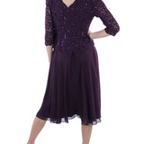 Alex Evenings Women's Sequined Lace Contrast Dress in Black Size Medium